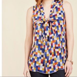 ModCloth Poema Checkered Tank Sleeveless Blouse 1X